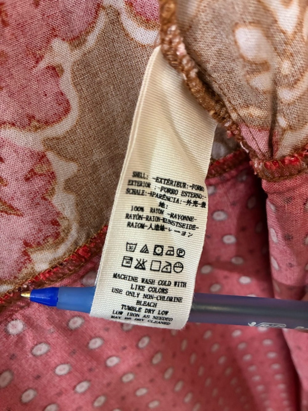 Free People Red & Tan Mixed-Print Cardigan/Cover up or Kimono - Picture 7 of 7